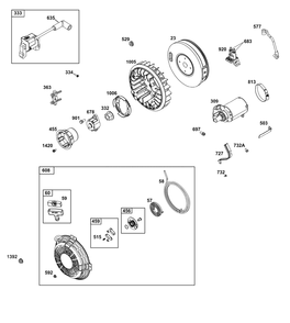 Flywheel/Ignition/Starter Group Diagram and Parts List for 386447-0442-G1 200000 - 399999 Briggs and Stratton Engine
